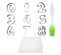 1 juego de moldes digitales para hornear, 1 raspador, 1 pincel, cortadores de galletas, juego de moldes de acero inoxidable, moldes digitales, moldes para fondant, moldes para numeración de pasteles