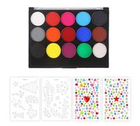 1 Juego De Paletas De Pintura Facial, 2 Plantillas para Colorear Y 2 Pegatinas De Diamantes De Colores, Herramientas De Decoración Facial DIY, Paleta De Pintura Facial