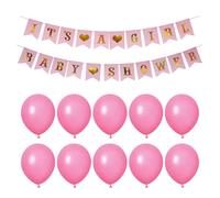 1 juego de pancartas de baby shower, equipadas con hilos, 10 globos, guirnaldas de fiesta de niñas, accesorios para fotomatón de baby shower