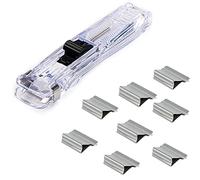 1 juego de papel Dispensador portátil de clips de papel de mano con 50 piezas de clips de plata Cortapelos de papel rápido para fijar hojas sueltas de papel Escritorio Oficina Escuela en casa