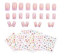 1 Juego De Parches Para Uñas Rosas Y 10 Pegatinas Para Uñas, Lindos Y Lindos Parches Para Uñas, Materiales De Manicura Diy, Decoraciones Para Uñas