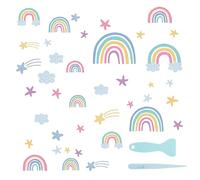 1 Juego De Pegatinas De Pared De Estrellas Arcoíris, Con 1 Pieza De Pinzas Y 1 Pieza De Raspador, Pegatinas De Pared Luminosas Creativas, Pegatinas De Pared Lindas E Interesantes