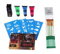 1 juego de pinceles pequeños de nylon plantillas de Halloween pastas de colores fluorescentes pintura facial fluorescente para pintar plantillas de Halloween