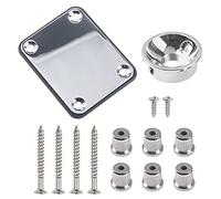 1 juego de placa de gato electrocohete de 6,35 mm, casquillos de cuerda de guitarra y bajo, placa de cuello de metal compatible con bajo Tele Telecaster (plata)
