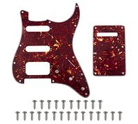 1 juego de placa trasera de guitarra Yootones de 11 agujeros de esquina redonda HSS con tornillos de golpeador compatible con montaje de Stratocaster de Estados Unidos/mexicanos (4 capas de concha de