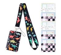 1 juego de porta tarjetas de dinosaurio, 10 tarjetas de identificación, portatarjetas de trabajo y de crédito, porta insignia