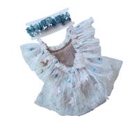 1 Juego De Precioso Vestido Fotografía Para Recién Nacidos Diadema Con Adornos Encaje Y Acento Floral Un Momento Memorable Del Bebé Ropa Transpirable Bebé