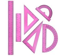 1 juego de reglas de plástico para matemáticas, incluye transportador, reglas triangulares, regla recta de 12 pulgadas y 6 pulgadas, regla geométrica, regla transparente, herramienta de matemáticas