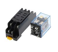 1 Juego de relé potencia bobina 12V, 24V, 36V, 110V, 220V, 380V CC/CA, 10A, 8 pines, DPDT, HH62P, HHC68A-2Z con Base enchufe(AC 24V)