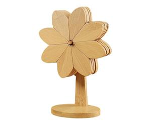 1 Juego de salvamanteles de Madera con diseño de Molino de con Soporte para encimera de Cocina, sartenes Calientes, salvamanteles de Cocina, Juego de Antideslizante, organizadores de
