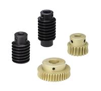 1 juego de sinfín de turbina de 1 m, 10/15/20/25/30/35/40/50/60 dientes, 1 módulo, engranaje escalonado de latón, gran relación de transmisión, sinfín de acero simple/doble.(10MM,OD22mm L32 WORM)