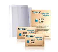 1. Juego de tarjetas de bloqueo RFID/NFC, para una protección perfecta de todas tus tarjetas y el ePass Plus una funda protectora original para pasaporte extra fuerte y transparente - No hay emisiones