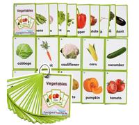 1 Juego de Tarjetas de Vocabulario de Verduras para niños, Tarjetas de Palabras de Verduras Impresas Coloridas para Aprendizaje de Idiomas y educación en hogar, muñecas de Aprendizaje Preescolar