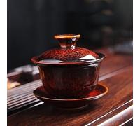 1 juego de té de cerámica Gaiwan Kung Fu taza de té de horno cambiado Portelain Tea Tureen, taza de té Sancai Gaiwan, taza de té grande para el hogar, juego de té de viaje para amantes del té (3