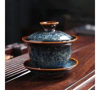 1 juego de té de cerámica Gaiwan Kung Fu taza de té de horno cambiado Portelain Tea Tureen, taza de té Sancai Gaiwan, taza de té grande para el hogar, juego de té de viaje para los amantes del té