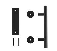 1 juego de tiradores de puerta corrediza de granero de 12 pulgadas, herrajes empotrados for gabinete, manija de puerta de madera(Round Handle)