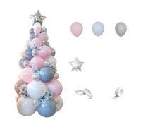 1 juego de torre de globos de árbol de Navidad con estrella dorada para decoración de fiesta en el hogar, suministros de regalo, kit de guirnalda de árbol, kit de látex de diferentes tamaños