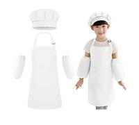 1 juego de uniforme de cocina para niños, 1 gorro de cocinero, 1 par de mangas, delantal de cocina infantil, delantal ajustable, adecuado para niños de 7 a 13 años para pintar, actuar y cocinar