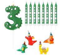 1 Juego De Velas De Dinosaurios, Lindos Animales De Dibujos Animados, Número 3, Complemento De Pastel Divertido, Decoración De La Tercera Fiesta De Cumpleaños para Niños.