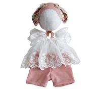 1 juego de vestido para sesiones de fotos para recién nacidos, corpiño de encaje, falda de tul, forro de algodón, traje para niñas con orejas de animales, sombrero de encaje para recién nacidos