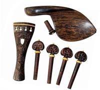 1 Juego de violín 4/4 patrones tallados cuerno de buey accesorios de madera piezas