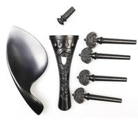 1 juego de violines 4/4, accesorios tallados, cordal + clavijas de afinación + pasador final + mentonera accesorios violín (Color : Ebony 2)