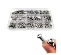 1 juego M1.6 M2 M2.5 M3 M4 M5 M6 M8 ISO7380 304 Kit de caja de tornillos, tuercas y arandelas de cabeza hueca hexagonal de acero inoxidable(M5 240pcs)