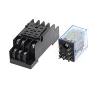 1 juego MY3 HH53P MY3NJ Micro Mini Relé de potencia bobina 11pin 3NO 3NC Lámpara LED 5A AC 110V 220V con enchufe 12V 24V(DC 110V)
