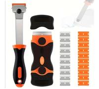 1 Juego Rasqueta Vitrocerámica Herramienta de Limpieza Rasqueta Doble Cabezal Apto para Encimera Y Horno Y Superficie de Cerámica Vidrio (2 Rasquetas + 20 Hojas de Repuesto)