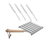 1 Juego Rodillo de Desmontable Inoxidable con Mango de Madera para Bbq de Hot Dogs para Picnic y Actividades
