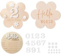 1 Juego Tarjetas de Hitos Mensuales Estilo Pétalos Tarjetas de Madera Decoración para Fotos Accesorio