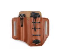 1 kit multiherramientas de cuero, presilla para cinturón con llavero, para herramientas de antorcha, acampada al aire libre, marrón