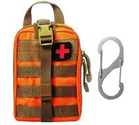1 kit táctico de primeros auxilios y 1 mosquetón tipo S, kit de emergencia multifuncional, adecuado para montañismo, senderismo, caza de viajes, camping, deportes (naranja)