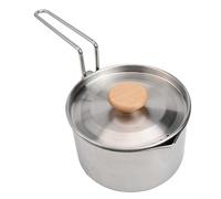 1 L de acero inoxidable caldera y olla portátil de doble uso para cocinar al aire libre, material resistente, mango grande, diseño cómodo, ideal para camping, senderismo, pícnic, familia