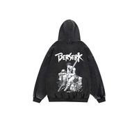 (1-L) Sudadera con capucha de anime Berserk 100% algodón para hombre y mujer, estilo gótico, manga,