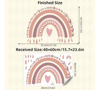 1 Lámina Adhesiva Decorativa para Pared con Forma de Boho - Calcomanía Autoadhesiva de Pvc - Para Habitación Rosa / Decoración para el Hogar / Sala de Juegos / Decoración para Guardería y Regalo de