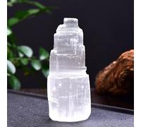 1 lámpara de selenita natural con piedras preciosas blancas talladas a mano lámpara alrededor de mineral de cristal adornos artesanales decoración del hogar coleccionar, lámpara de selenita, 200-240 g
