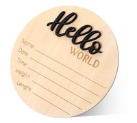 1 letrero de anuncio de bebé, letrero de madera para recién nacido, placas de nacimiento de bebé, letrero circular de bienvenida para bebé, letrero de anuncio de nacimiento para hospital, letrero de