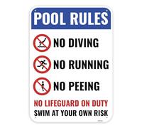 1 letrero de reglas de piscina, 35,5 x 25,4 cm - aluminio - Swim At Your Own Risk Pool Safety Pool Signage Outdoor