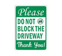 1 letrero reflectante con texto en inglés "Please Do Not Block The Driveway Thank You", 25,4 x 35,5 cm, lámina reflectante de grado de ingeniero, aluminio libre de óxido, protección UV, resistente a