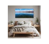 1 lienzo de paisaje moderno grande para pared arte dramático de lago dorado para sala de estar sofá pared entrada pasillo decoración del hogar 75 x 150 cm sin marco