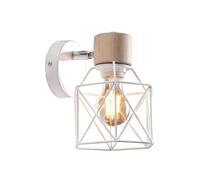 1-Light White Wall Sconces,Wall Light Iron Kitchen Restaurant Decor Wooden Wall Sconce Indoor,Indoor Adjustable Farmhouse Wall Light Fixtures Wall Lamp (E27)