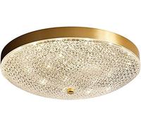 1-Lights Brushed Metal Ceiling Lamp Gold Round Ceiling Chandelier Retro Mid-Century Flush Mount Ceiling Light with Acrylic Shade for Bedroom Loft Farmhouse Ma