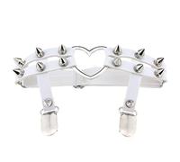 1 liguero elástico de cuero con doble correa para mujer, color blanco