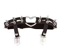 1 liguero elástico de cuero con doble correa para mujer, color café oscuro