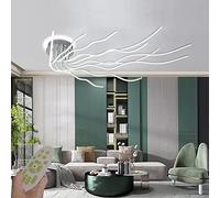 1 Living Room LED Ceiling Light, Dimmable LED Ceiling Lighting Fixture with Remote Control Creative Aluminum Wavy Ceiling Lamp,Chandelier for Bedroom Kitchen,10heads Can b
