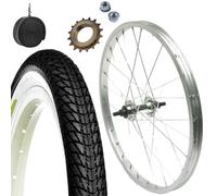 1 llanta trasera de 20 x 1,75 cm + piñón de 16 dientes + neumático blanco y negro + cámara de aire | Para bicicleta Graziella Epoca de 20 pulgadas