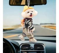 1 llavero de acrílico 2D con colgante de perro de peluche creativo para mujer, mochila de decoración para el interior del coche