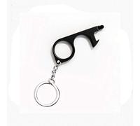 1 llavero de apertura de puerta sin contacto, llave de higiene, toque seguro, llavero abrebotellas, herramienta de botón de pantalla táctil, color negro