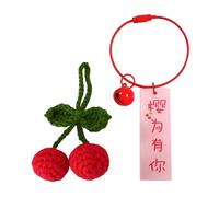 1 Llavero De Cereza Y 1 Anillo De Campana, Lindo Llavero, Llavero Tejido A Mano, Llavero De Regalo